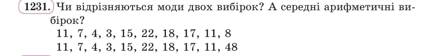 Умова: вправа 1231: Чи відрізняються моди двох вибірок?