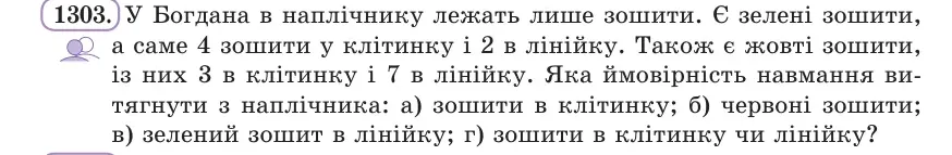 Умова: вправа 1303: У Богдана в наплічнику лежать лише зошити