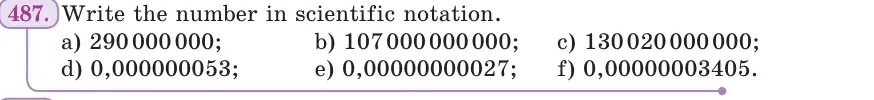 Умова: вправа 487: Write the number in scientific notation
