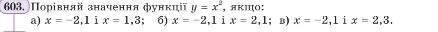 Умова: вправа 603: Порівняй значення функції y = x², якщо