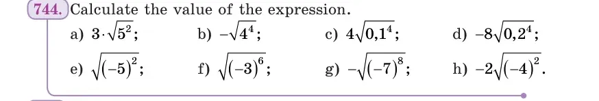 Умова: вправа 744: Calculate the value of the expression