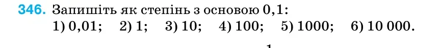 Умова: вправа 346: Запишіть як степінь з основою 0,1