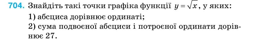 Умова: вправа 704: Знайдіть такі точки графіка функції