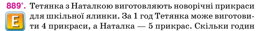 Умова: вправа 889: Тетянка з Наталкою виготовляють новорічні прикраси для шкільної ялинки.