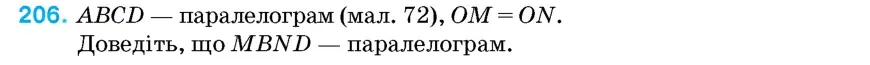 Умова: вправа 206: ABCD – паралелограм (мал