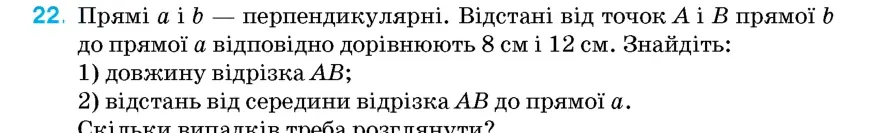 Умова: вправа 22: Прямі a і b – перпендикулярні