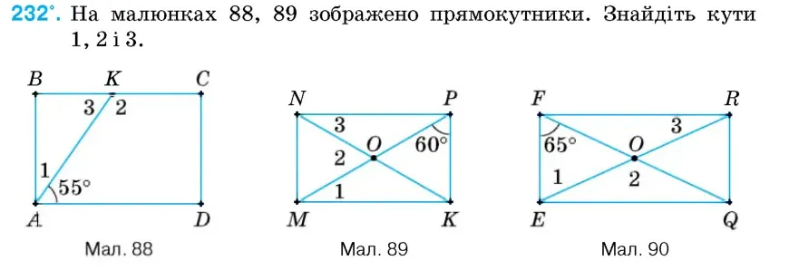 Умова: вправа 232: На малюнках 88, 89 зображено прямокутники