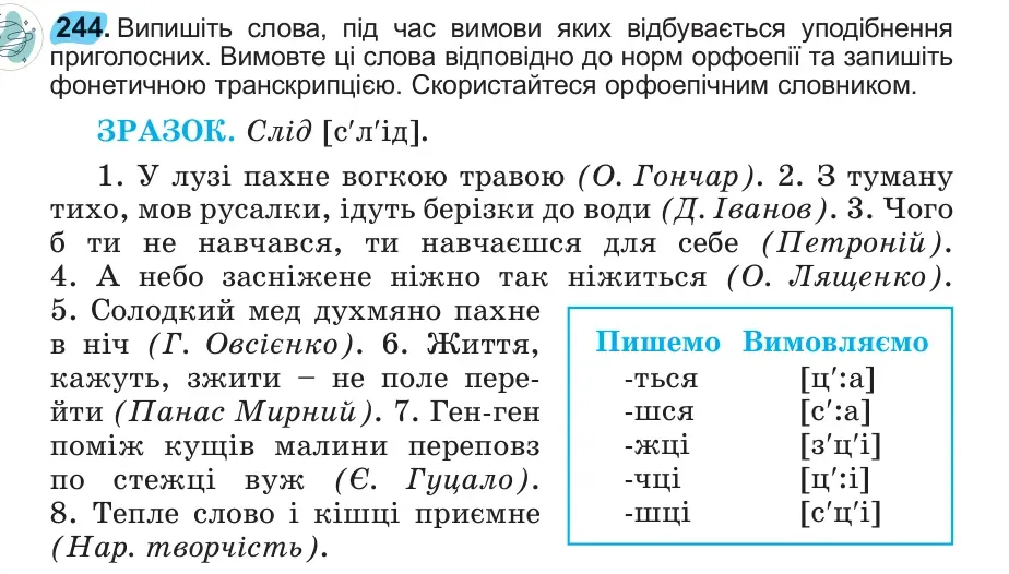 Умова: вправа 244: 244