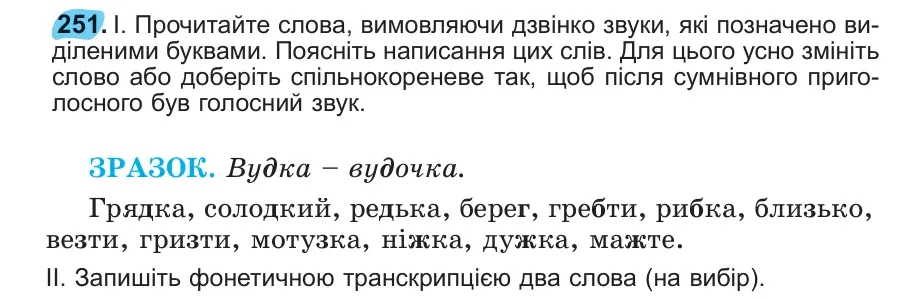 Умова: вправа 251: 251