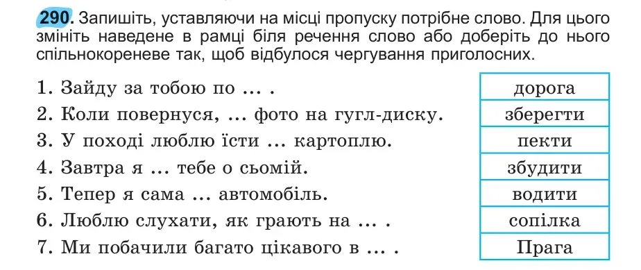 Умова: вправа 290: 290