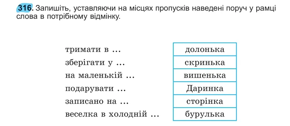 Умова: вправа 316: 316