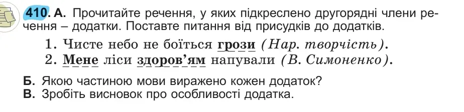 Умова: вправа 410: 410