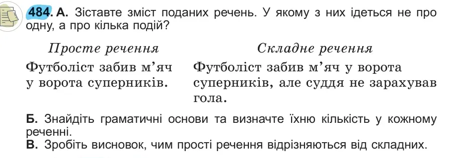 Умова: вправа 484: 484