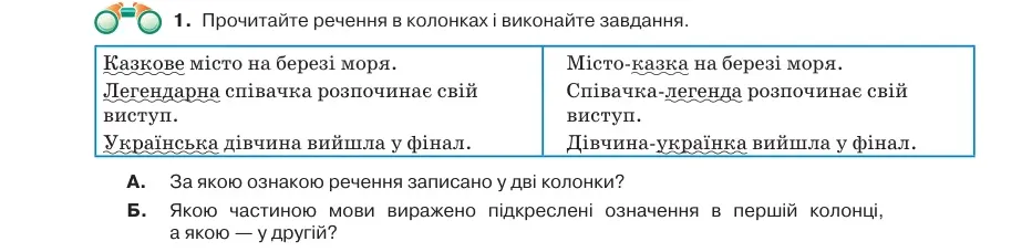 Умова: вправа 31.1: Прочитайте речення в колонках і виконайте завдання
