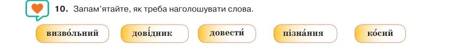 Умова: вправа 37.10: Запам’ятайте, як треба наголошувати слова