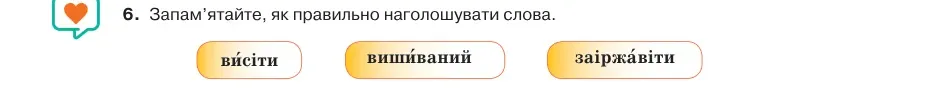 Умова: вправа 4.6: Запам’ятайте, як правильно наголошувати слова