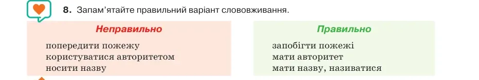 Умова: вправа 50.8: Запам’ятайте правильний варіант слововживання