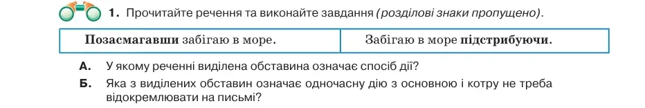 Умова: вправа 74.1: Прочитайте речення та виконайте завдання (розділові знаки пропущено)