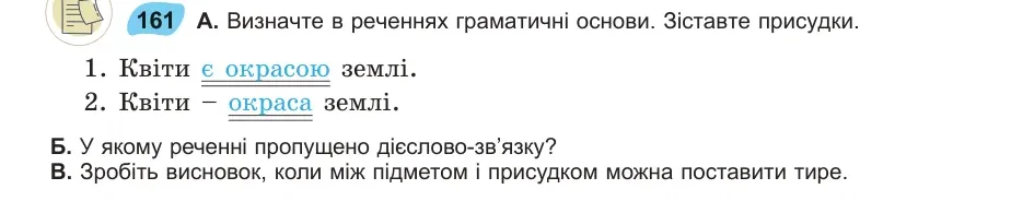 Умова: вправа 161: Визначте в реченнях грама тичні основи