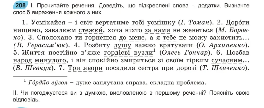 Умова: вправа 208: Прочитайте речення