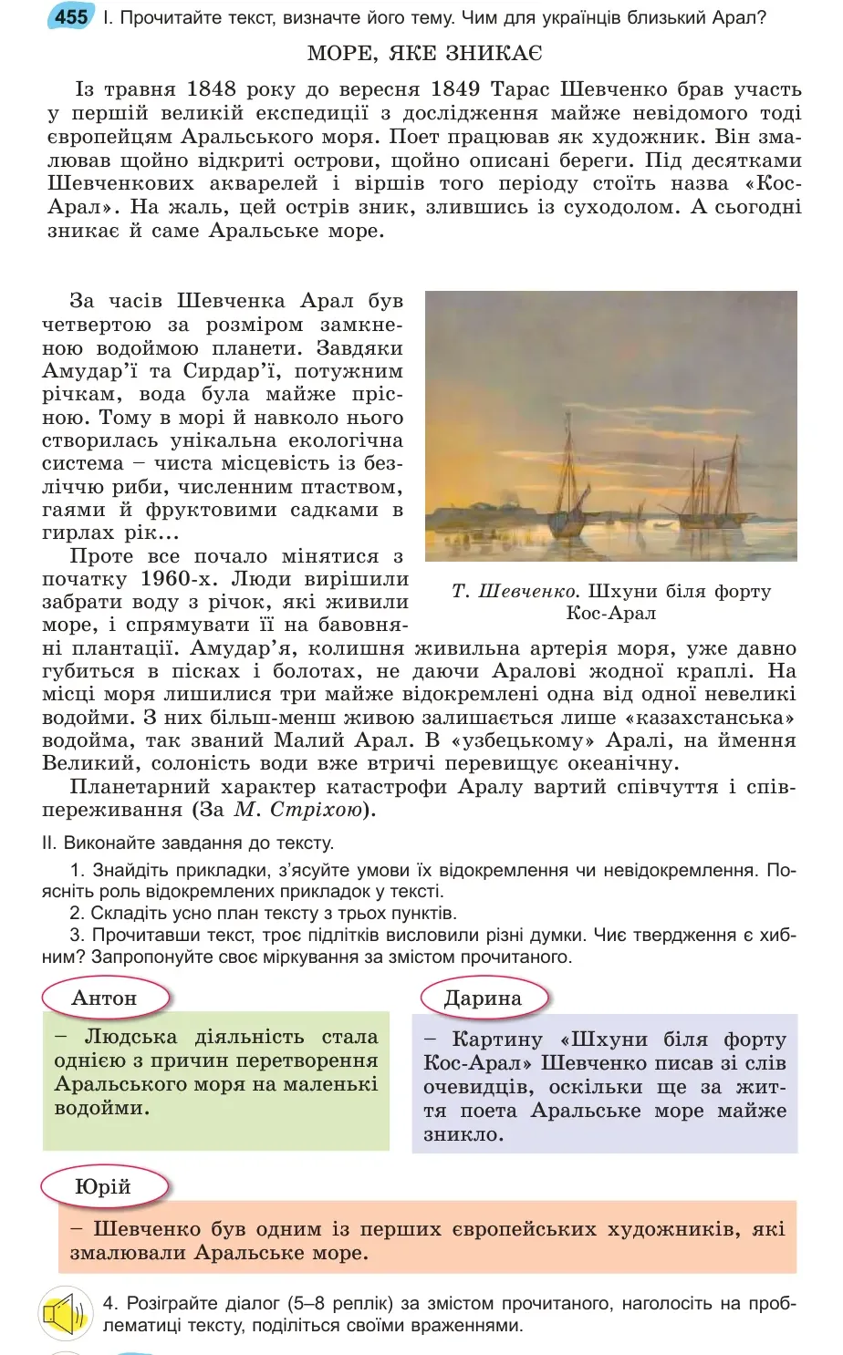 Умова: вправа 455: Прочитайте текст, визначте його тему