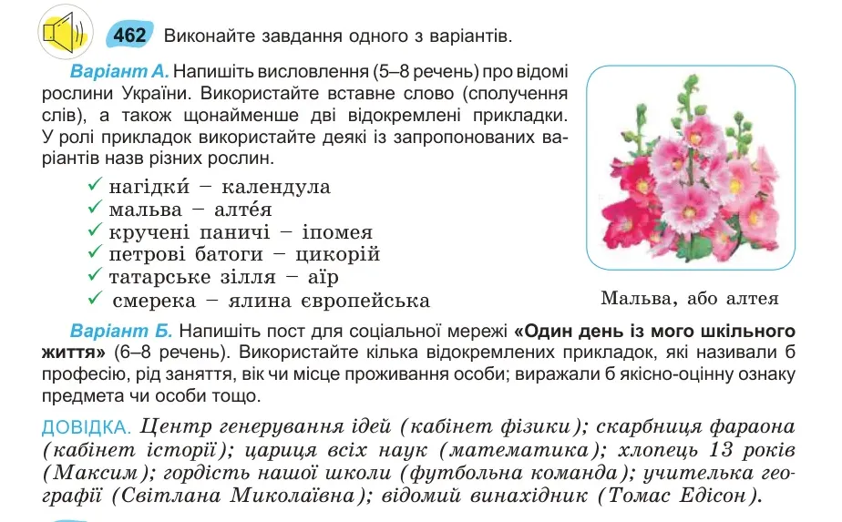 Умова: вправа 462: Виконайте завдання одного з варіантів