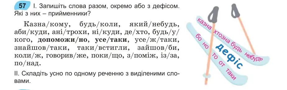 Умова: вправа 57: Запишіть слова разом, окремо або з дефісом