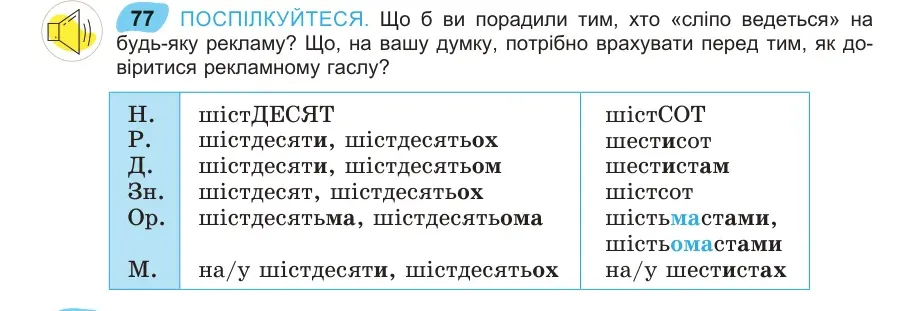 Умова: вправа 77: ПОСПІЛКУЙТЕСЯ